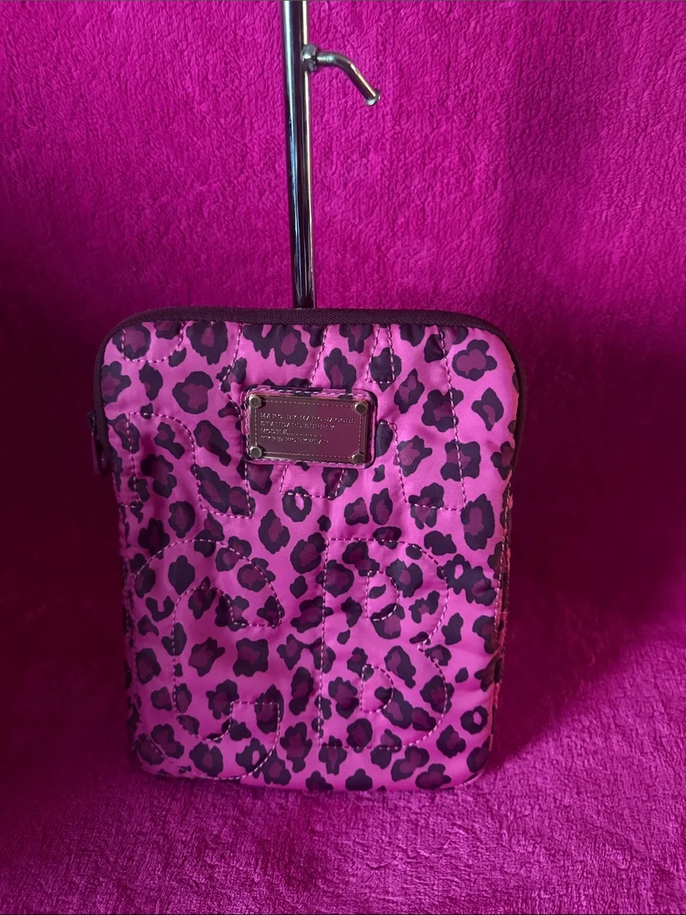 Marc Jacob Hot Pink and Black Leopard Quilted I  pad case Pouch